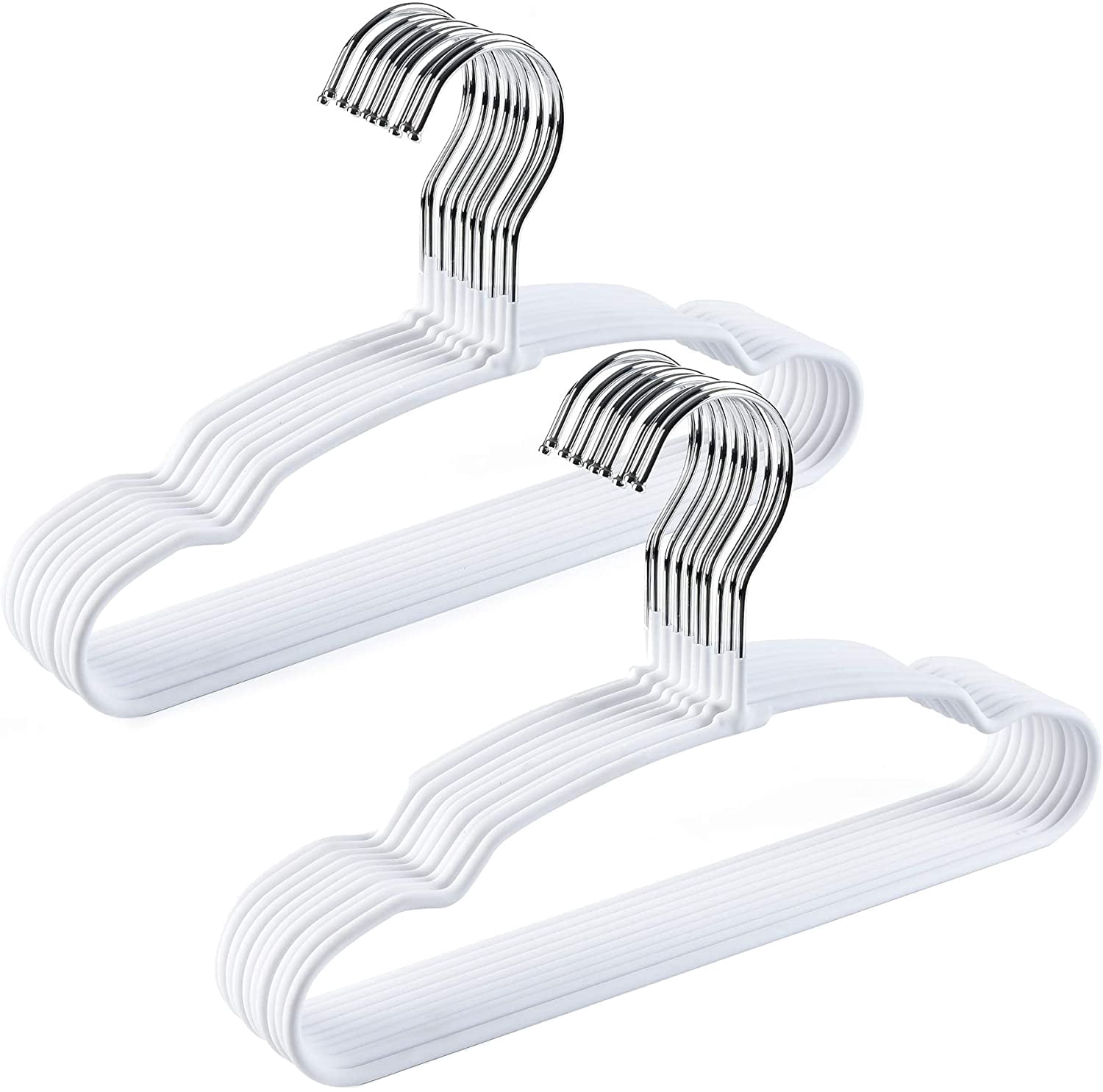 SHAANXIXIAN 20 Pack 11.8" Lovely Baby Clothes Hangers, Sturdy Metal Wire & Cute White Coating Children Toddler Kids Clothes Hangers for Shirt Coat Pants Trousers (White)