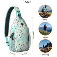 thumbnail image 5 of Sling Backpack,Light Blue Christmas Tree Pattern Sling Bag with Water Bottle Holder,Waterproof Sling Bag for Men/Women with Headphone Jack for Hiking,Travel, 5 of 6
