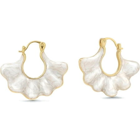 Statement Earrings for Women Gold Dangle Earrings Gold Statement Earrings Pearl Earrings Gold Earrings Earrings Dangle Gold Hoop Earrings for Women Fan Shape Earrings Earrings