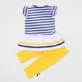 thumbnail image 6 of KYAIGUO Toddler Kids Girls Summer T-Shirt + Short 2 PCS Outfit,Spring Floral Striped Ruffle Short Tops Short Set for Infant 12 Months to 7 Years, 6 of 7