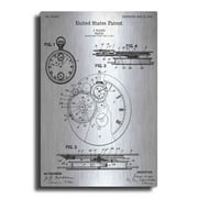 Luxe Metal Art 'Stopwatch Vintage Blueprint Patent White' Metal Wall Art, 16"x24"