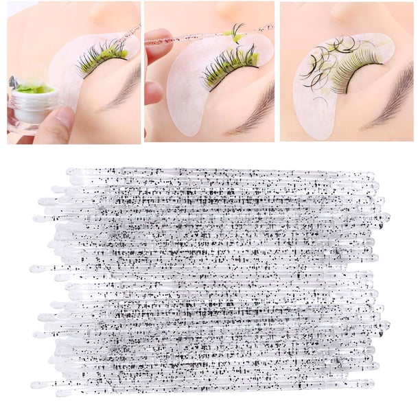 200pcs Micro Aplicadores Macarena Cepillos Durables Individuales Varitas Microbruzas Brillo de Cepillo para Extensiones de Cejas Negro