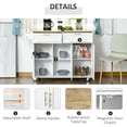thumbnail image 4 of White Rolling Kitchen Island Cart with Drawers & Cabinets - 48" Kitchen Storage for Dining Room, Modern Design, Rubberwood Top, 4 of 7