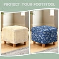 thumbnail image 6 of SCRAWLGOD Floral Print White Blue Footstool Cover, Stretch Square Ottoman Covers Soft Storage Footrest Stool Cover Footstool Protection for Living Room, 6 of 7