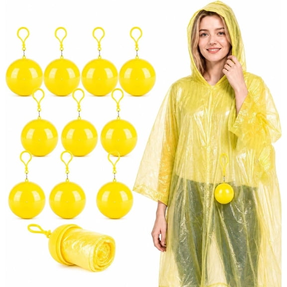 Pocket Size Mini Ball Shape Disposable Raincoat Hooded Rain Poncho Keychain