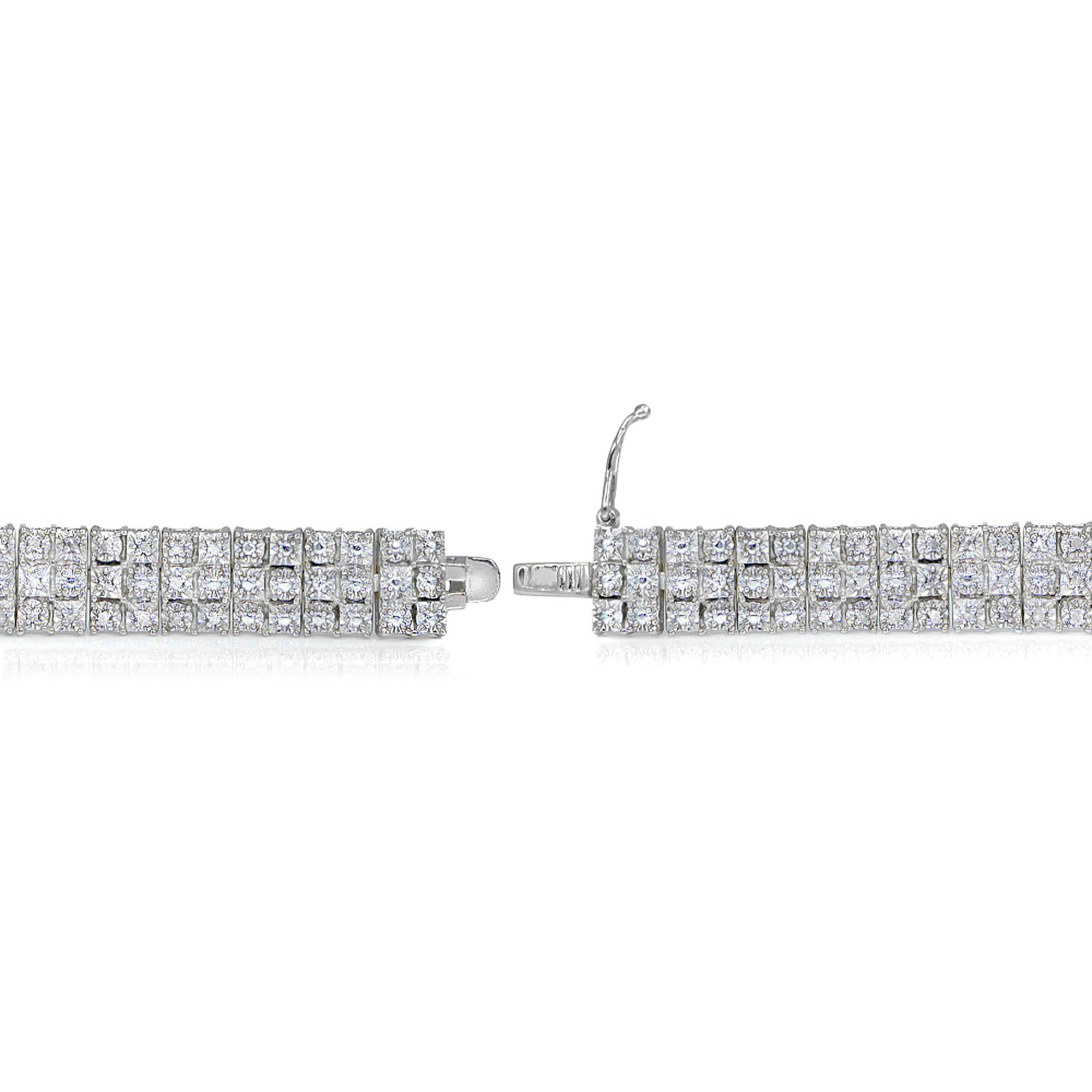 1 Carat T.W. Diamond Silver-Tone Miracle-Set 3-Row Tennis Bracelet - image 2 of 4