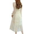 thumbnail image 2 of YM YOUMU Women Summer Chiffon Dress Stars Moon Print Embroidered Long Puff Sleeve Princess Dress, 2 of 4