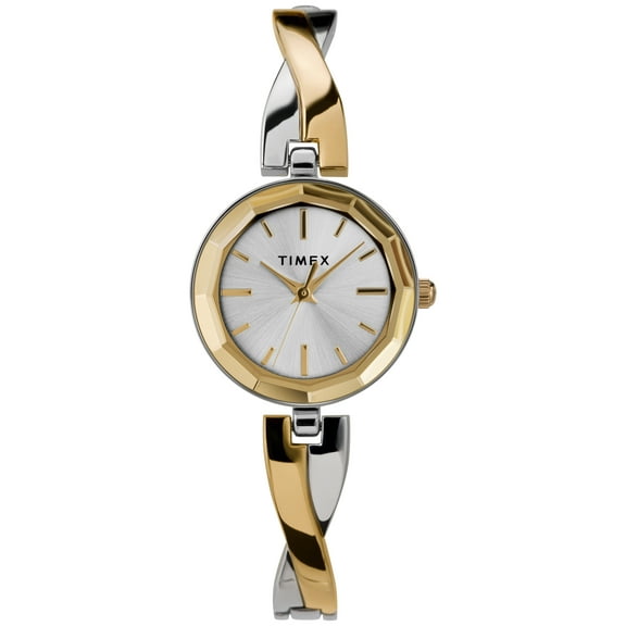 Timex Women's Dress Faceted Crystal 26mm Watch – Two-Tone with Gold-Tone Accents & Bracelet