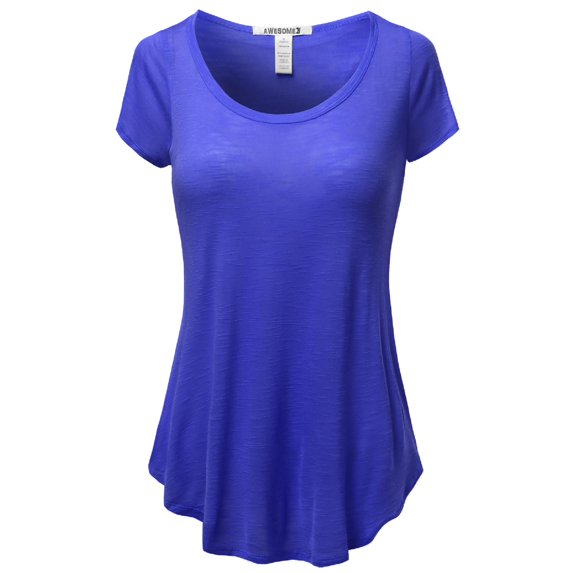 FashionOutfit Women's Basic Solid Short Sleeve Open Sides Tops