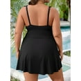 thumbnail image 7 of Asoul Womens Plus Size Swimsuit Tummy Control One Piece Ribbed Swimdress Ruffle V Neck Cutout Bathing Suit with Skirt, 7 of 7