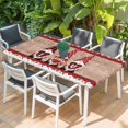 thumbnail image 2 of Valentine's Day Table Cloths for 4 Foot Rectangle Tables, Love Heart Romantic Roses Gnomes Wooden Patio Waterproof Elastic Fitted Tablecloths, Washable Rectangular Table Cover for Camping, 2 of 8