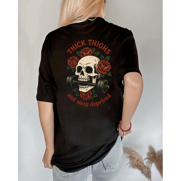 Letter Graphic Tee Sleep Design Red Roses Vintage Comfortable Comfort Cotton T-Shirt Top Black S-5XL