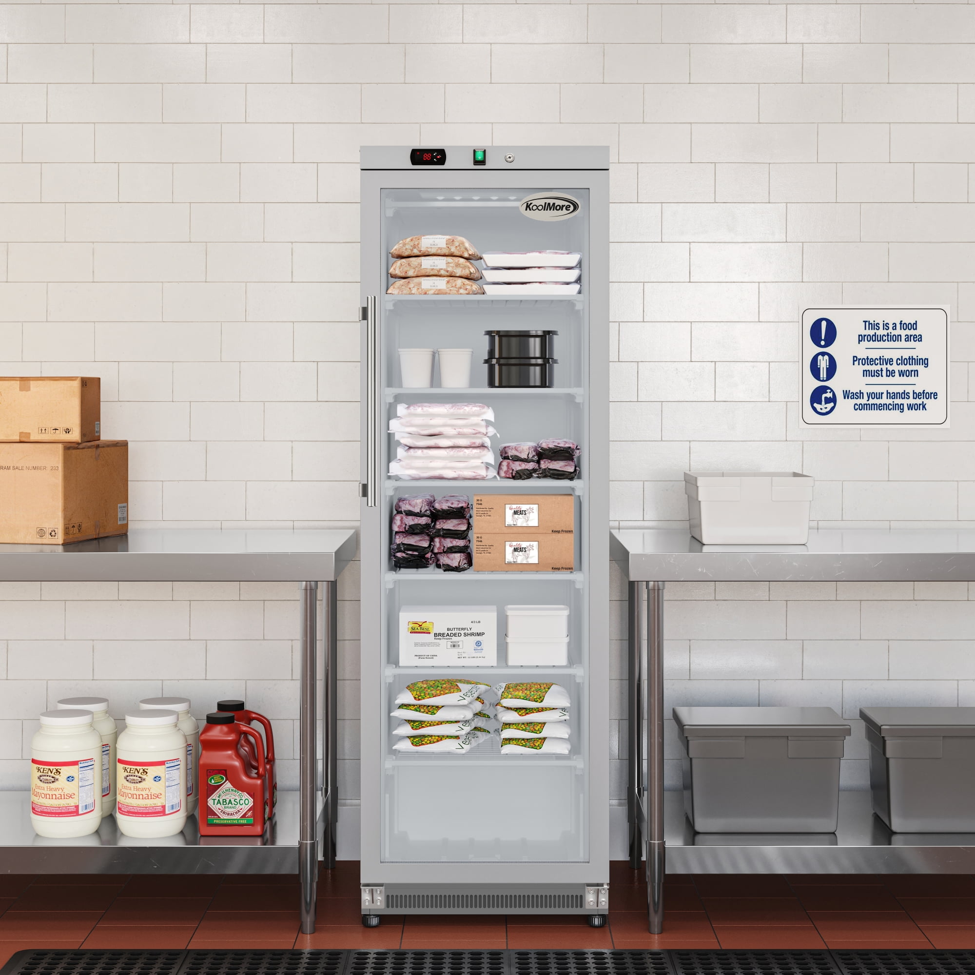 12 Cu. ft. Commercial Freezer with Glass Door in Stainless Steel - Manual Defrost (KM-FMD12SGD)