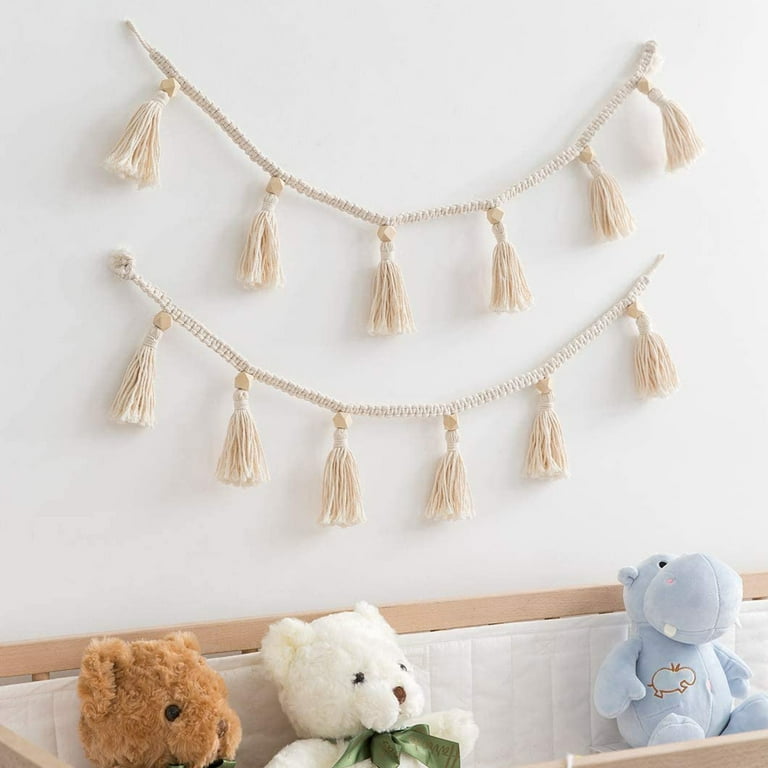 Yirtree Tassel Garland Boho Tassel Garland with Wood Beads