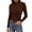 Brown, variant on Arlun Women's Lettuce Trim Neck Long Sleeve Tops 2026 Casual Dressy Ribbed Knit Slim Fit Tee Shirt Spring Plain Color Base Layer Outfits White XL