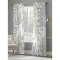 thumbnail image 4 of Abstract Art Sage Green Leaves Sheer Curtains 84 Inch Long 2 Panels, Watercolor Leaf Modern Style Light Filtering Rod Pocket Semi Sheer Curtains, Sheer Voile Drapes for Living Room Bedroom, 52"x84", 4 of 5
