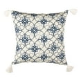 thumbnail image 2 of SAFAVIEH Mariella 16" x 16" Geometric Plush Pillow with Fringe, White/Blue, 2 of 4
