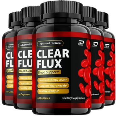 Clear Flux Capsules - ClearFlux Advanced Supplement, Maximum Strength, Maintain Healthy Levels, 5 Pack, 300 Capsules