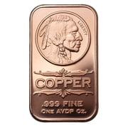 1 oz Indian Head Copper Bar .999 Fine