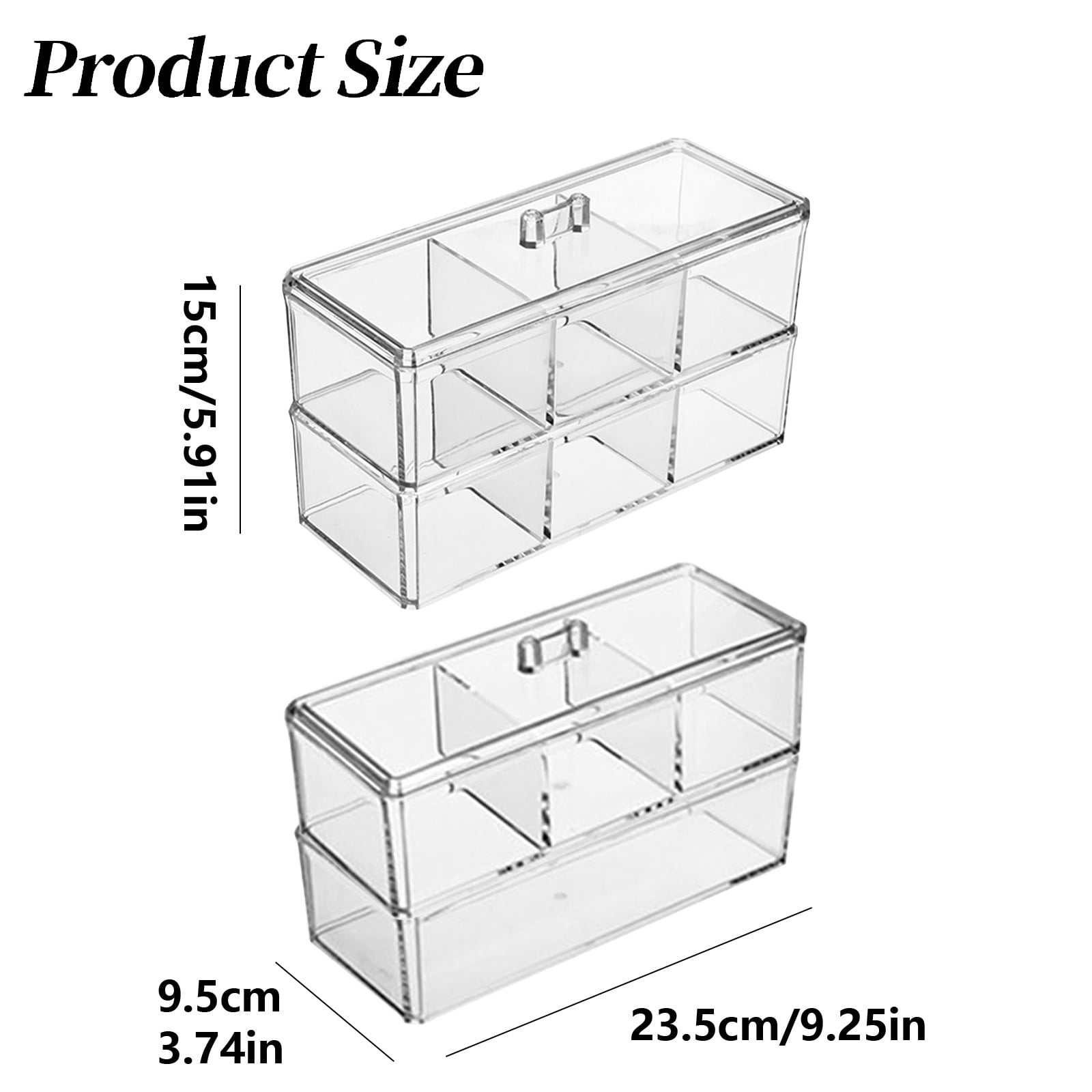 TXYRDXK 2-Tier Stackable Storage Container Box with Dividers-4 Compartments, Bead Organizers for Art Craft Storage, Tape, Toys, Jewelry, Beauty & Sewing Supplies