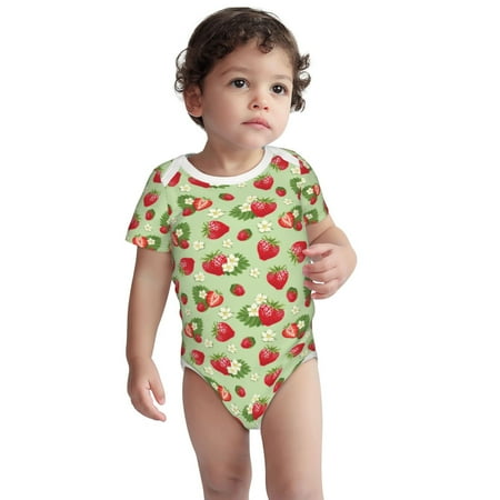 

Zeuib Strawberry Floral Unisex Baby Short-Sleeve Onesies Bodysuit 100% Organic Cotton-12 Months