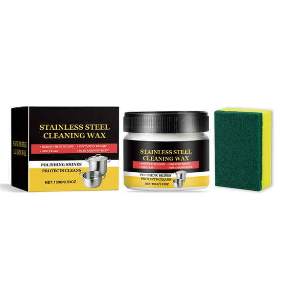 Elainilye Stainless Steel Surface Cleaning Paste, Protective Polishing Compound Formula, Effective For Brushed Mirror Kitchen Bathroom Fixture Care