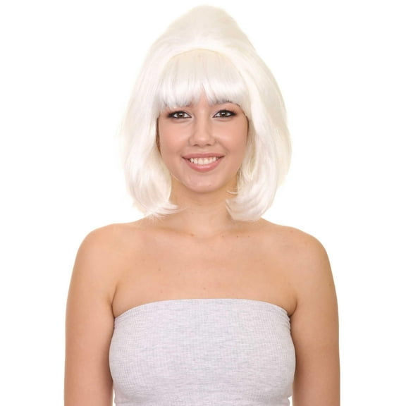 60's Groovy Bouffant Women's Wig | White Vintage Wig | Premium Breathable Capless Cap