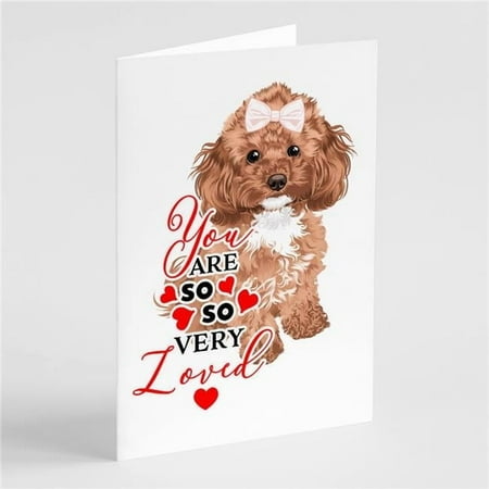 Poodle Toy Red so Loved Greeting Cards and Envelopes Pack of 8 7 in x 5 in