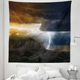 thumbnail image 1 of Landscape Tapestry, Thunder Rays from Dark Clouds Hitting down to the Mountain Storm Theme Art Print, Fabric Wall Hanging Decor for Bedroom Living Room Dorm, 5 Sizes, Grey Orange, by Ambesonne, 1 of 1