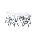thumbnail image 1 of Mesa Plegable Blanca 180 cm + 6 Sillas Plegables Blancas LOOMBER, 1 of 6