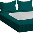 thumbnail image 6 of D.N.G. BEDDINGS 3 Piece Box Spring Cover - 100% Egyptian Cotton, 800 TC, Wrap Around 4 Sides Bed Skirt for Hotel & Home, Fits Box Springs up to 12 Inch - Twin XL, Stripe Teal Color, 6 of 9