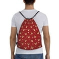 thumbnail image 4 of Hirioo Reindeer Faces Festive Red Print Drawstring Backpack Bag Sport Versatile Sports Backpack for Gym, Travel, Swimming, Beach, 4 of 9