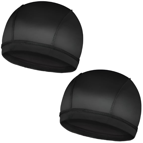 TELOLY 2PCS Silky Wave Caps for Men, Good Compression Caps for 360 540 720 Waves, Large Size Caps Suitable for Big Skull & Adults Braids (Black)