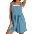 thumbnail image 6 of Women's Casual Waffle Knit Overall Shorts Shortall Rompers Sleeveless Cute Shorts Wide Leg Shortalls with Pockets Summer Shorts One Piece Outfits, Light Blue (Large), 6 of 9