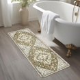 thumbnail image 6 of Vintage Floral Bathroom Runner Rug Khaki Non-Slip Boho Long Bathroom Rug Oriental Soft Machine Washable Bath Mat Traditional Geometric Tribal Floor Mats for Sink Tub Entryway, 18x47 inch, 6 of 6