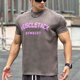 thumbnail image 4 of Hombres Pantalones Cortos Casual Manga Corta Cuello Redondo Carta Impresa Deporte Camiseta, Top de Algodón de Fitness para Hombres, 4 of 8