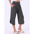 thumbnail image 2 of DARING DIVA Women's Capri Lounge Yoga Cropped Summer Casual Wide Leg Pants XL Gray, 2 of 7