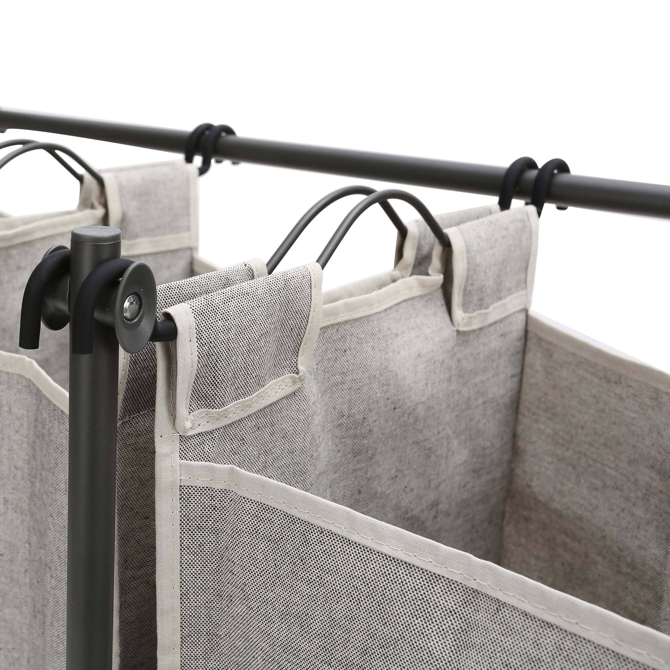 Better Homes & Gardens Laundry Sorter and Hamper, Metal Rolling Cart with 3 Removable Fabric Bins, Grey