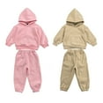 thumbnail image 3 of LYMAYTER Kids Girls Boys Cotton Sweatshirt Outfit 2PCS Toddler Hooded Fall Winter Sweatsuit Tops and Jogger Pants Set for 1-8 T, 3 of 9