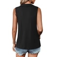 thumbnail image 7 of TEMOFON Summer Tank Top for Women Zipper V Neck Sleeveless Tank Tops Black Dressy Casual Polo Ribbed Camisole Tops L, 7 of 7
