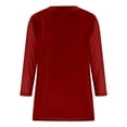 thumbnail image 5 of Women Crewneck Velvet T Shirts 3/4 Length Sleeves Pullover Casual Dressy 2026 Summer Velour Tunic Blouses, 5 of 5