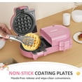 thumbnail image 4 of Double Belgian Waffle Maker with Dual Removable Nonstick Plates, Stainless Steel Round Waffle Iron, Fast Preheat, Flip-Style Easy One-Button Operation, PFOA-Free, Pink, 4 of 7