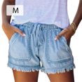 thumbnail image 4 of Pantalones cortos de mezclilla Minnieouse para mujer Azul claro, 4 of 6