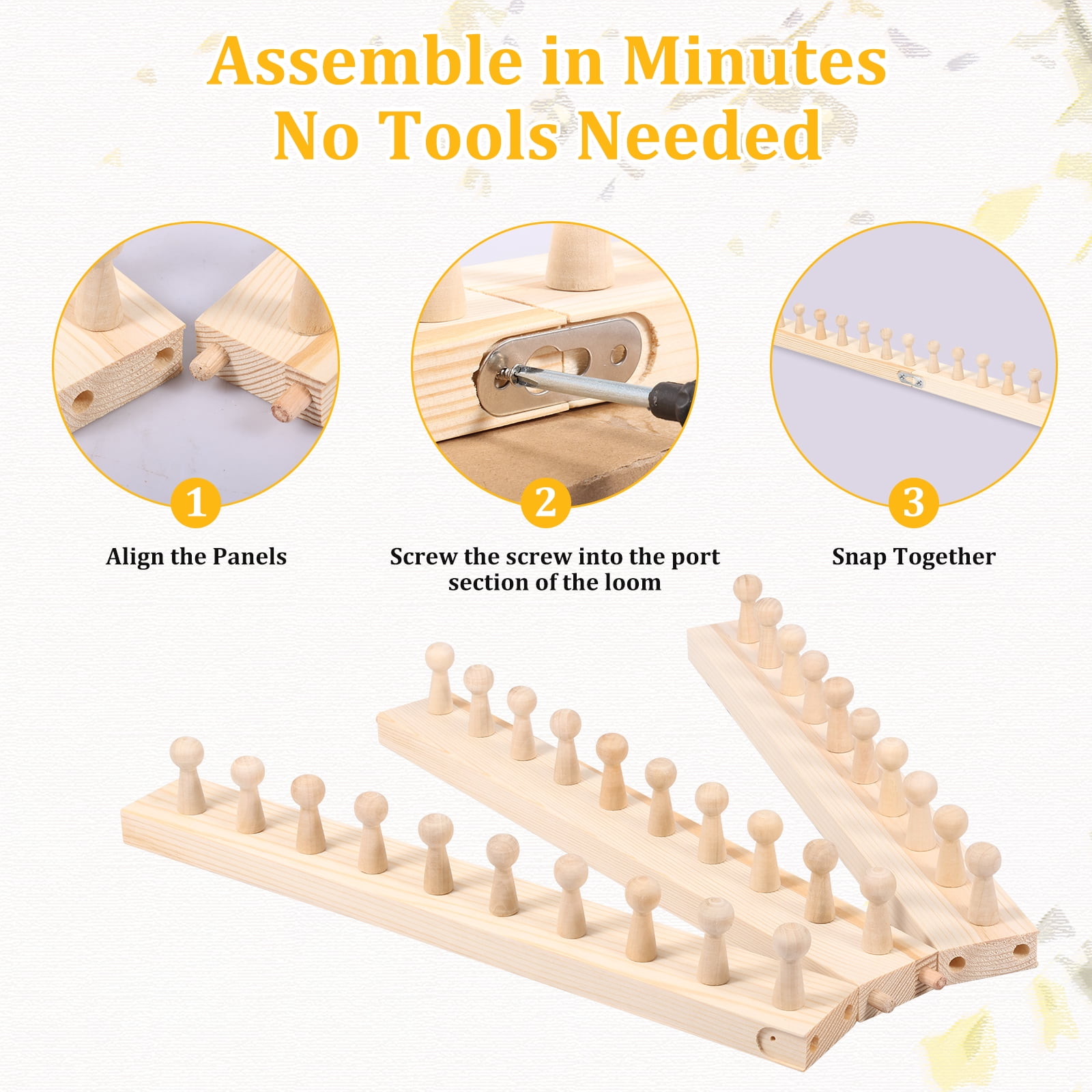Chunky Blanket Loom, Adjustable Wooden Knitting Loom Frame for Hand Knitting, Foldable Weaving Tool for Blankets, Shawls, Scarves - Natural Wood