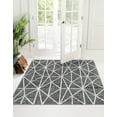 thumbnail image 3 of Unique Loom Matrix Trellis Collection Area Rug - Geometric (7' Square Gray/Ivory), 3 of 10