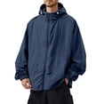 thumbnail image 2 of Leidass Mens Windbreaker Jackets with Hood Waterproof Zipper Long Sleeve Packable Lightweight Sun Protection Full Zip HoodieLightweight Windbreaker Jacket Navy M, 2 of 5