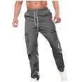 thumbnail image 2 of Baseball Pants Men Casual Sports Zipper Drawstring Straight Leg Cargo Full Length Pants, 2 of 9