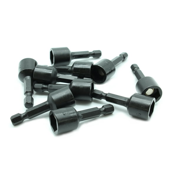 TMAX 10 pc Impact Ready Nut Driver 7/16 Inch Magnetic S2 Steel Nutsetter Set 1/4 Inch Shank