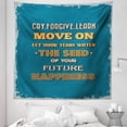 thumbnail image 1 of Wording Tapestry, Retro Grunge Background with Happiness Themed Word Arrangement, Fabric Wall Hanging Decor for Bedroom Living Room Dorm, 5 Sizes, Petrol Blue Orange Beige, by Ambesonne, 1 of 1