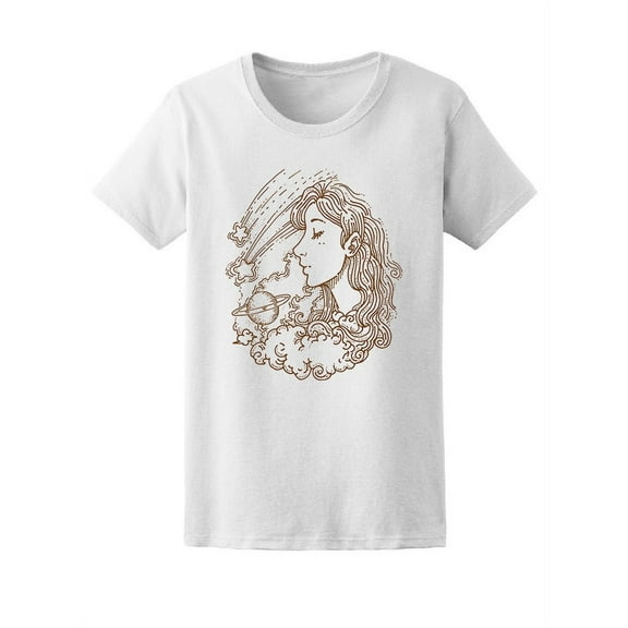 Girl Dreaming Of Planets T-Shirt Women -Image by Shutterstock, Female Large